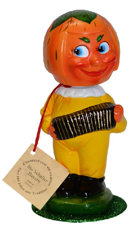 Pumpkin Nodder with Yellow Pants Paper Mache figurine by Ino Schaller