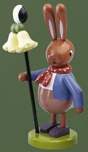 Rabbit with Flower Wooden Figurine by Werkstatten Leichsenring