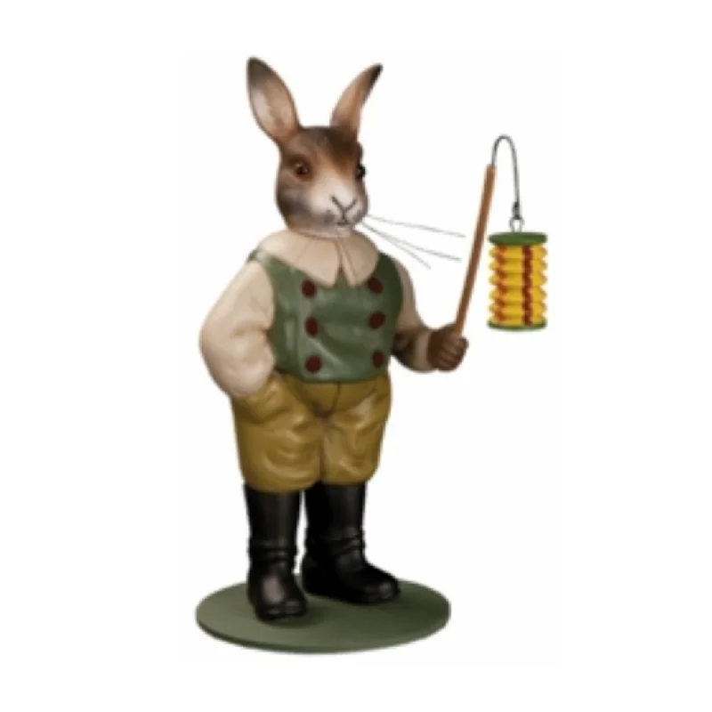 Rabbit in Green Vest with Lantern by Marolin Manufaktur