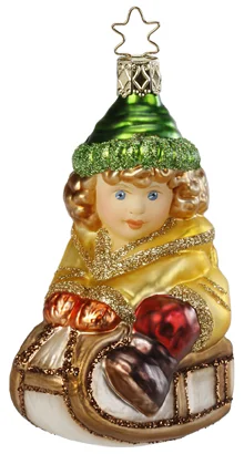 Ready! Girl on Sled Ornament by Inge Glas of Germany