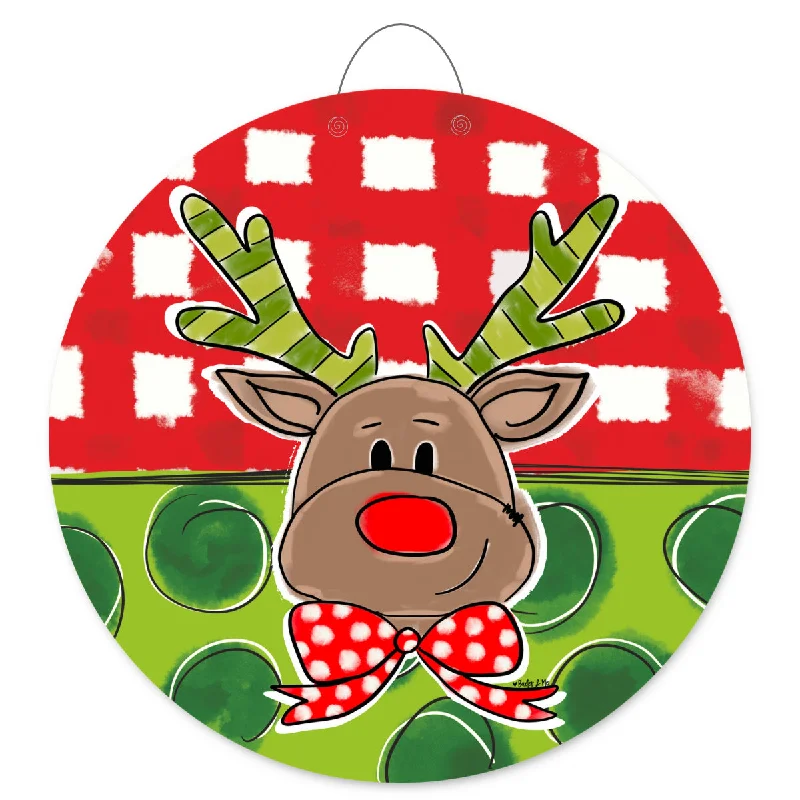 Red & Green Reindeer Door Hanger