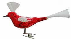 Red Bird with Top Knot Ornament by Inge Glas of Germany