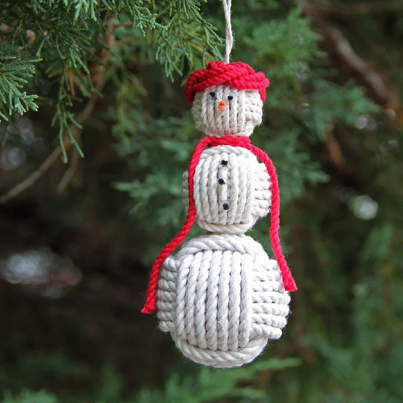 Red Cap Nautical Snowman Hand Woven Monkey Knots for your tree