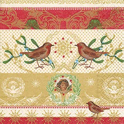 Red and Gold Robins Luncheon Size Paper Napkins by Made by Paper and Design GmbH