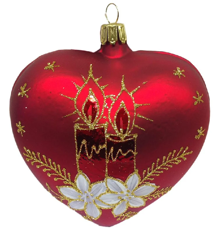 Heart with Advent Décor, red by Glas Bartholmes