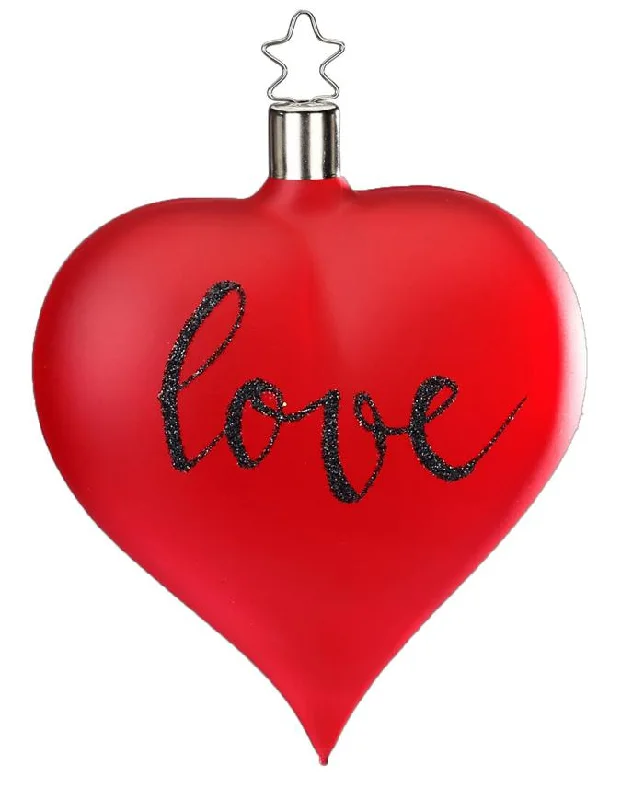 Lovely Heart Ornament, red matte by Inge Glas of Germany