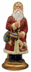 Red Santa with Bag and Rocking Horse Paper Mache Candy Container by Ino Schaller