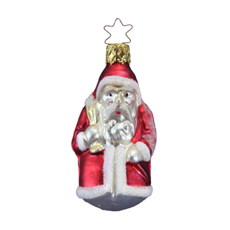 Red Santa with Sack Ornament by Inge Glas of Germany