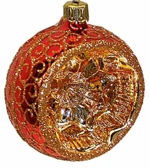 Red Shiny Reflector with Snake Ribbon Design Ornament by Old German Christmas