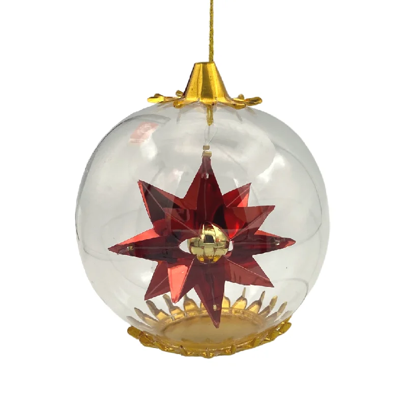 Star with Bead Foil Ornament, red with gold by Resl Lenz