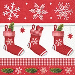 Red Stocking Luncheon Size Paper Napkins by Made by Paper and Design GmbH