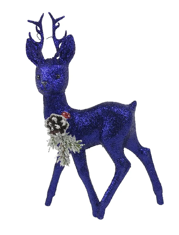 Reindeer, cobalt glittered with mushroom, Plastic Figure by Ino Schaller