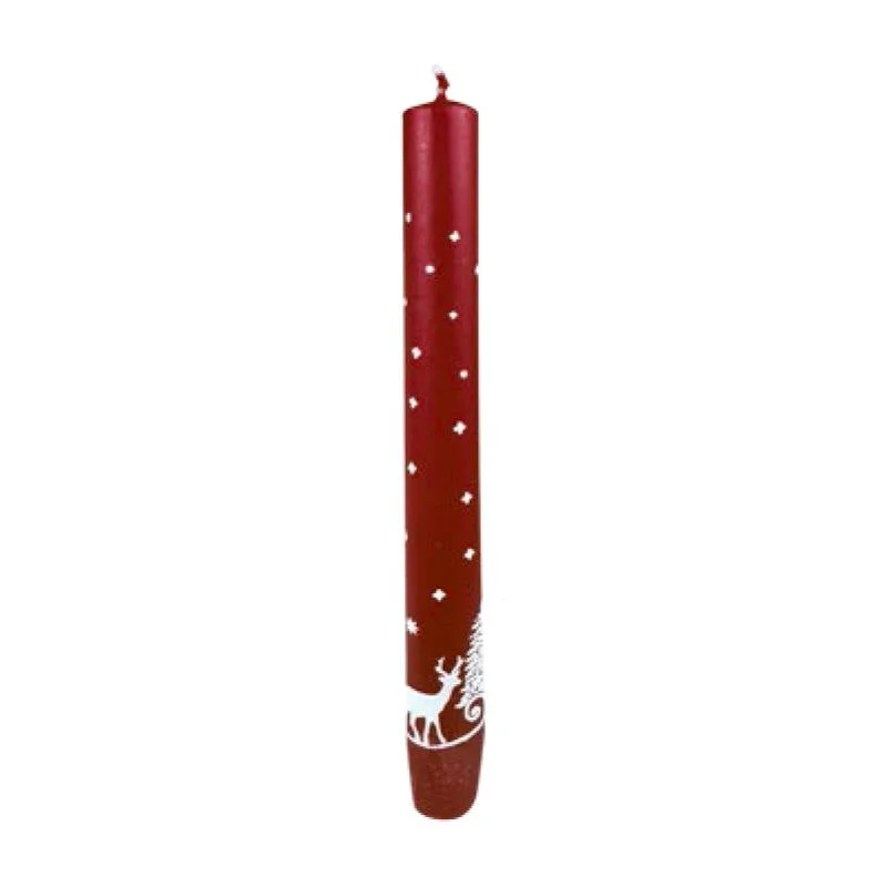 Reindeer Taper Candle, Burgundy by EWA Kerzen