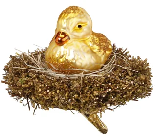 Resting Waterfowl, Baby Duck in Nest Ornament by Inge Glas of Germany