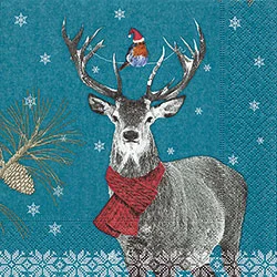 Robin and Deer Luncheon Size Paper Napkins by Made by Paper and Design GmbH