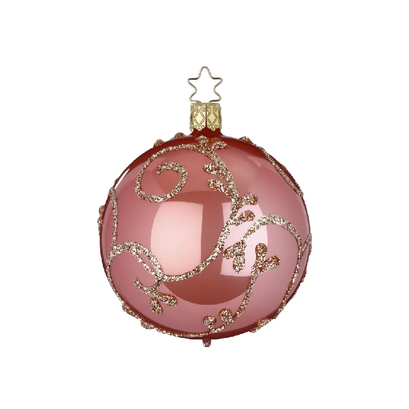 Rococo Ball, candy pink pearl, 8cm by Inge Glas of Germany