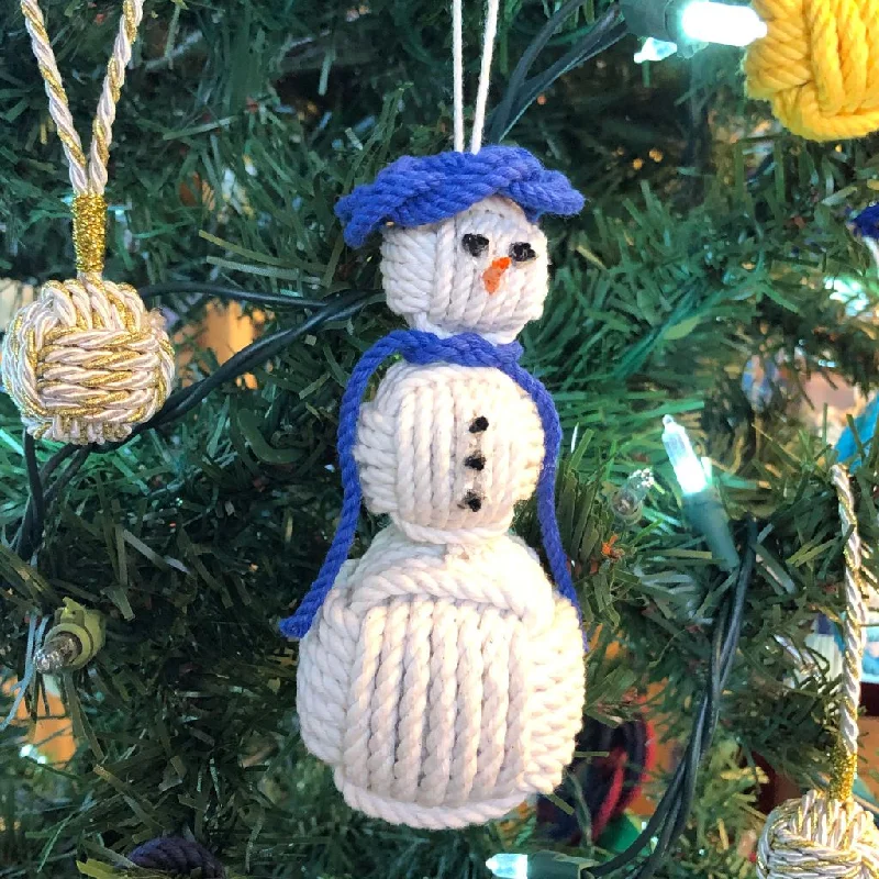 Royal Blue Cap Nautical Snowman Hand Woven Monkey Knots for your tree