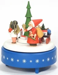 Santa with Angels Music Box from the Erzgebirge