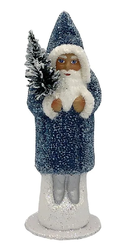 Santa, Blue Beaded with Silver Shoes Figurine by Ino Schaller