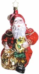 Santa Bringing Cheer Ornament by Inge Glas of Germany