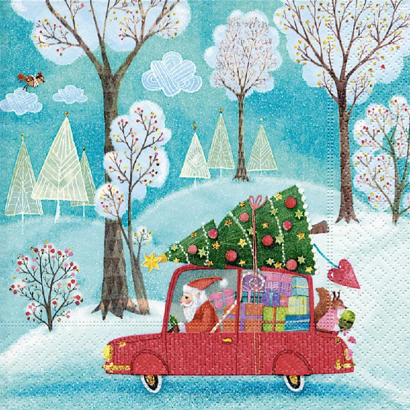 Santa by Car Paper Luncheon Napkins by Paper and Design GmbH