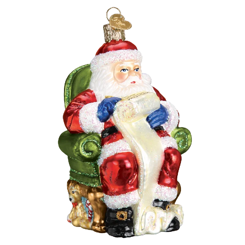 Santa Checking His List Ornament - Old World Christmas