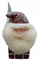 Santa on Chimney Paper Mache Candy Container by Ino Schaller