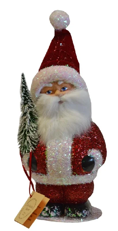 Santa Chubby, Red, Soft Cap Paper Mache Candy Container by Ino Schaller