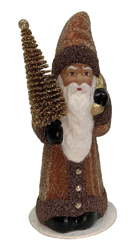 Santa Copper and Gold Beaded Candy Container by Ino Schaller