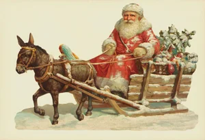 Santa and Donkey Victorian Standup Card by Ernst Freihoff Papierwaren