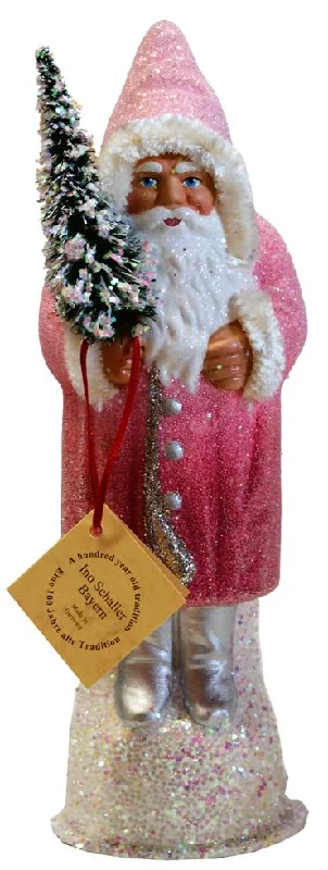 Santa Faded Rose Paper Mache Candy Container by Ino Schaller