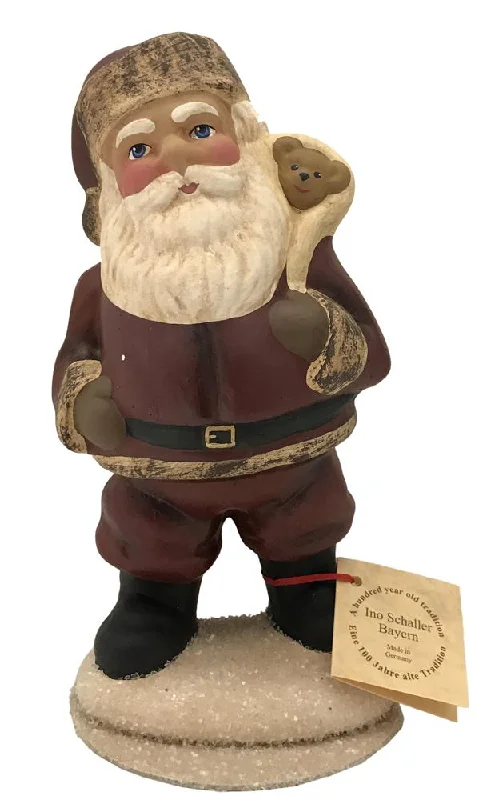 Santa figure old Red , bag with bear by Ino Schaller