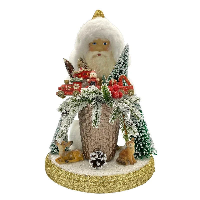 Santa, Gold Coat with Bag on Base by Ino Schaller