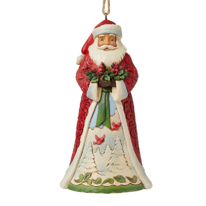 Santa Holding Cardinals Ornament - Jim Shore