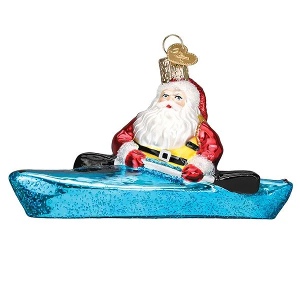 Santa in Kayak Ornament - Old World Christmas