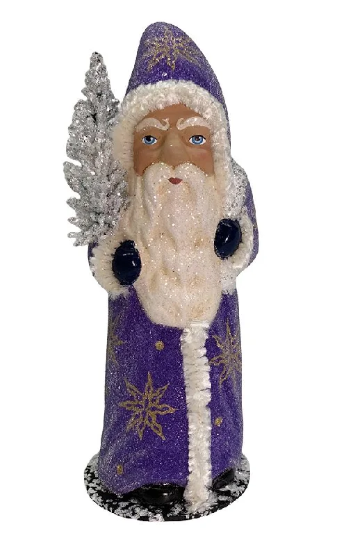 Santa, Lavender with Gold Snowflakes Candy Container by Ino Schaller