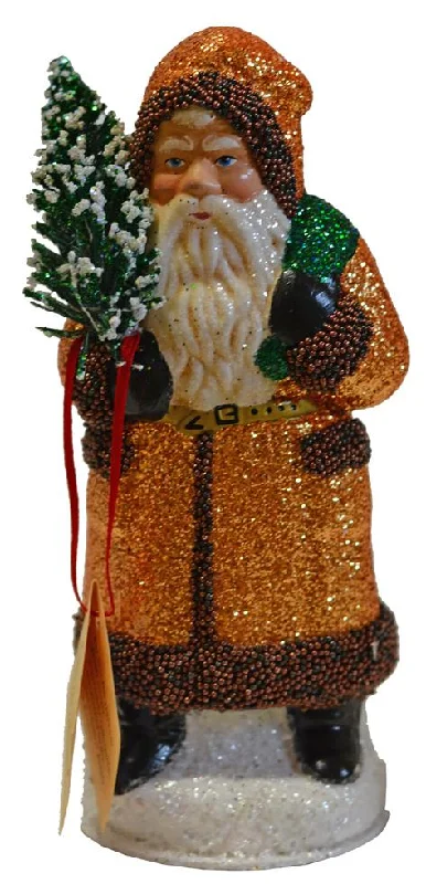 Santa, Light Copper Paper Mache Candy Container by Ino Schaller