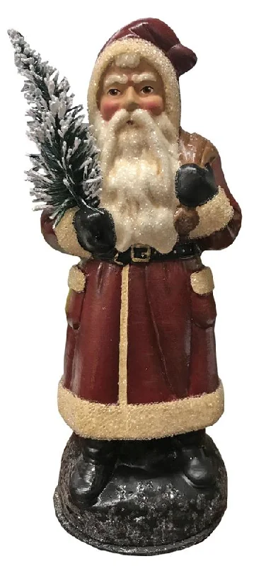 Santa in Old Red Coat Paper Mache Candy Container by Ino Schaller