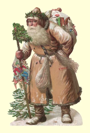 Santa in Pink Coat Victorian Standup Card by Ernst Freihoff Papierwaren