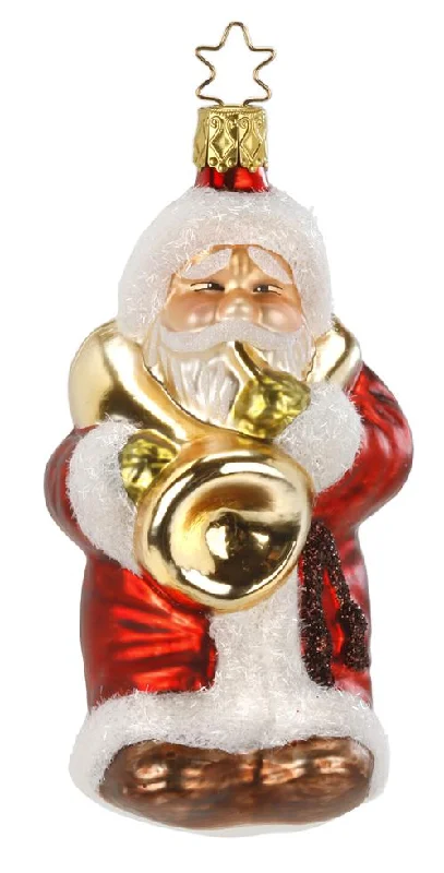 Santa Plays Bass Ornament by Inge Glas of Germany