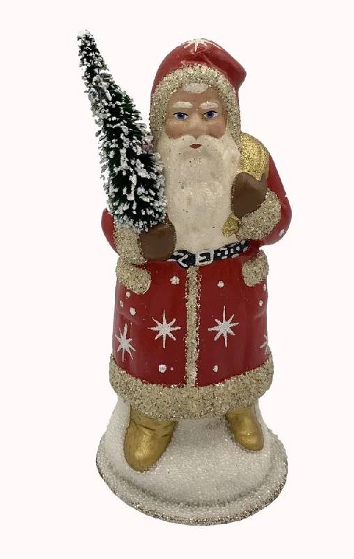 Santa, Red Coat with White Stars and Gold Trim Candy Container by Ino Schaller