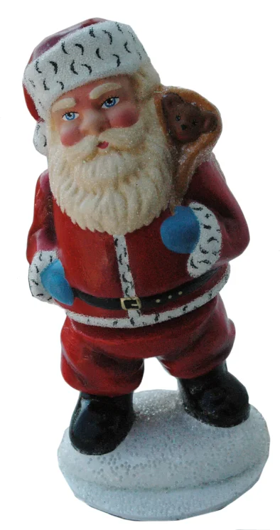 Santa, Red with Ermine Edge Paper Mache Candy Container by Ino Schaller