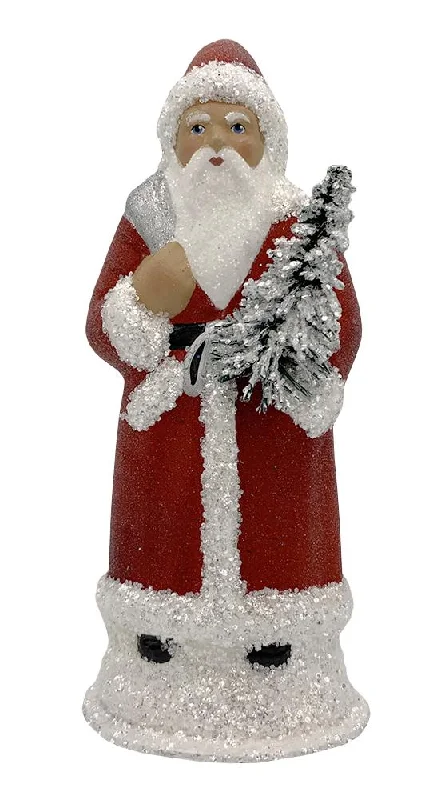 Santa, Red with Frost and Silver Bag Figurine by Ino Schaller