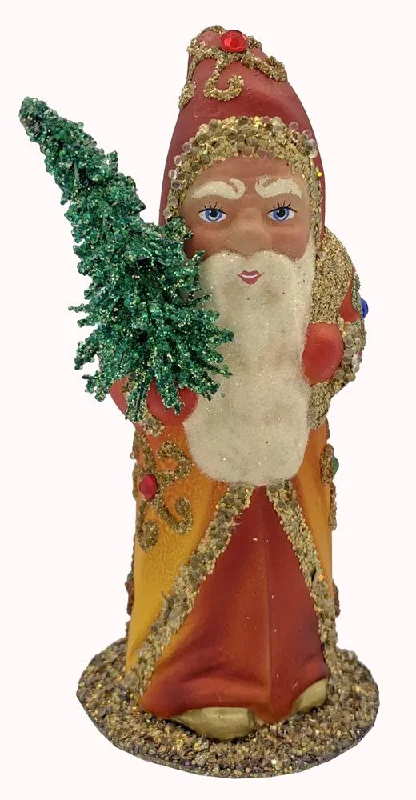 Santa, Red to Yellow Gradient, Gold Glitter Candy Container by Ino Schaller