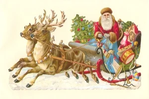 Santa and Reindeer Victorian Standup Card by Ernst Freihoff Papierwaren