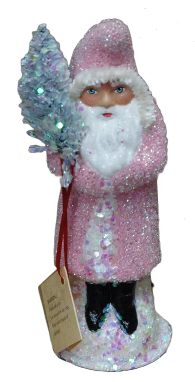 Santa, Rose Beaded Coat Paper Mache Candy Container by Ino Schaller