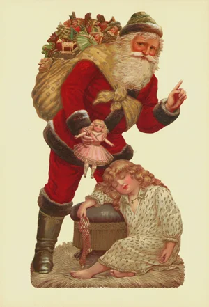 Santa with Sleeping Child Victorian Standup Card by Ernst Freihoff Papierwaren