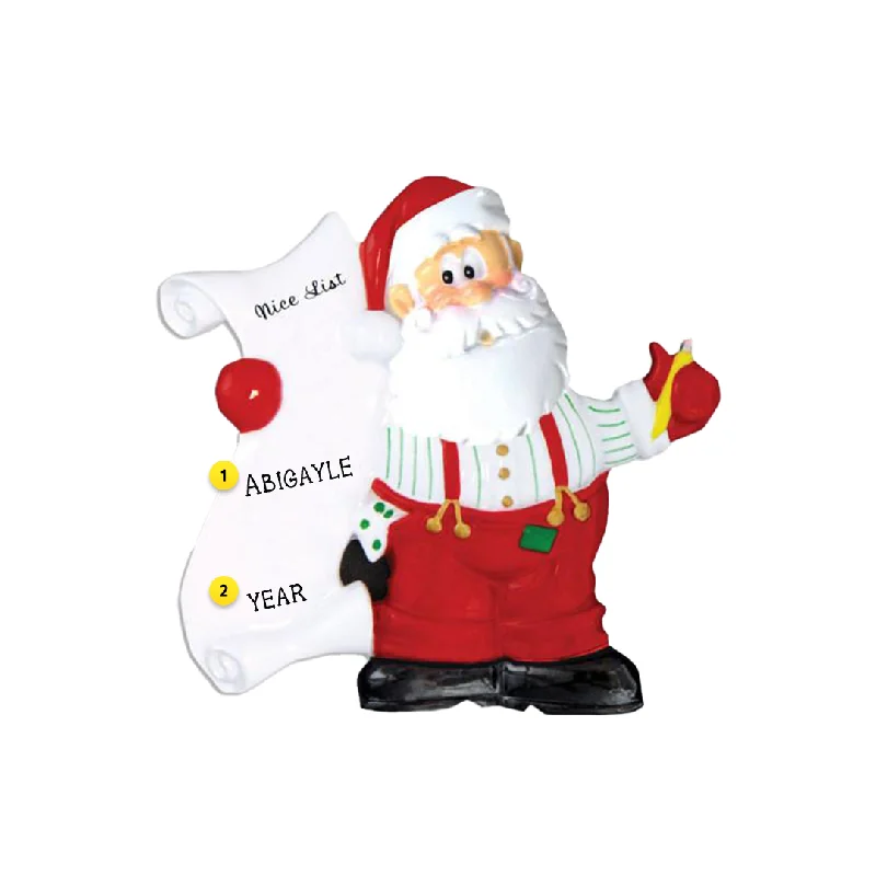 Personalized Santa with List Ornament