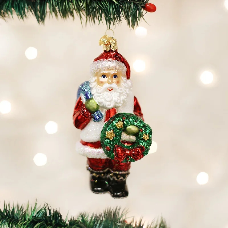 Santa With Wreath Ornament