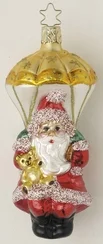 Santa's Dropping In Ornament by Inge Glas of Germany